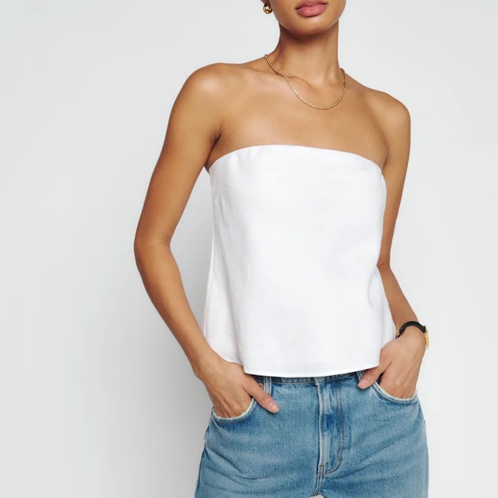 Reformation Spritz Linen Strapless Top NWOT